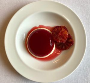 Blood orange and set cream dessert