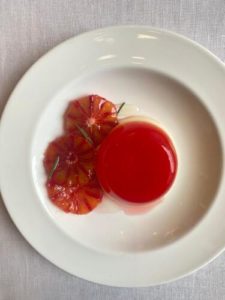 Blood orange jelly and set cream