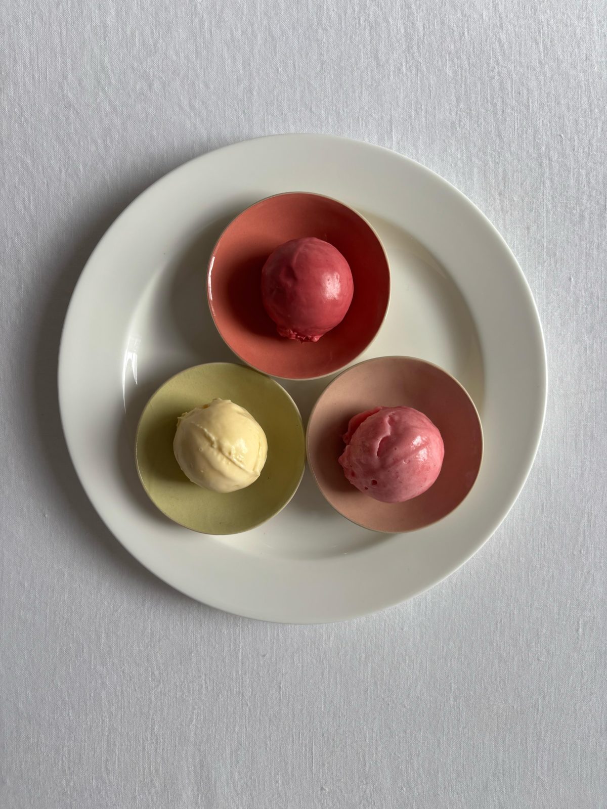 Ice cream trio - nectarine sorbet